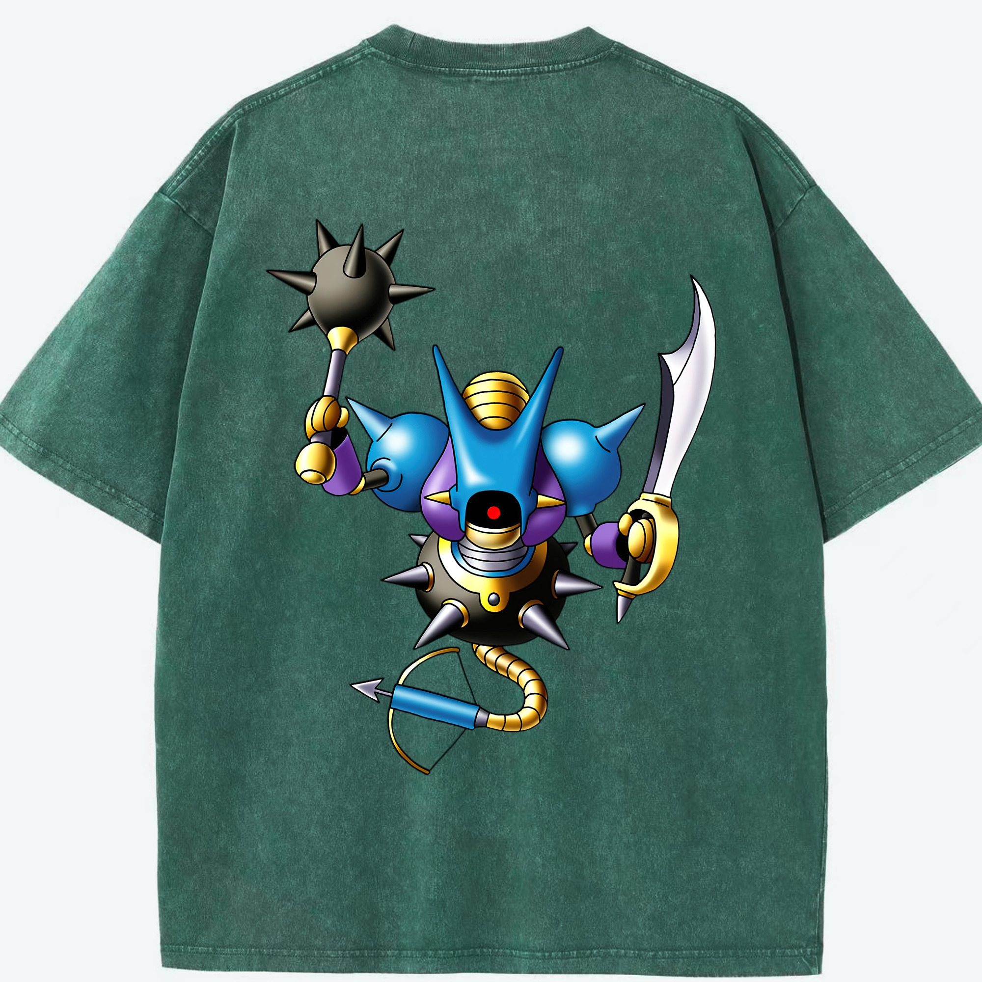 （画像用） ドラゴンクエスト Doragon Kuesuto Dragon Quest 綿100% ヴィンテージ風 半袖Tシャツ（背面プリント）